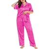 image:imageSWOMOG Womens Plus Size Pajamas Silk Satin Pajama Set Short Sleeve Shirt with FullLength Pants Pjs Sleepwear Set 18W26WHot Pink Leopard