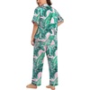 image:imageSWOMOG Womens Plus Size Pajamas Silk Satin Pajama Set Short Sleeve Shirt with FullLength Pants Pjs Sleepwear Set 18W26WPink Leaves