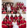 image:imageSWOMOG Womens Plus Size Pajamas Silk Satin Pajama Set Short Sleeve Shirt with FullLength Pants Pjs Sleepwear Set 18W26WRed