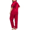 image:imageSWOMOG Womens Plus Size Pajamas Silk Satin Pajama Set Short Sleeve Shirt with FullLength Pants Pjs Sleepwear Set 18W26WRed