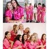 image:imageSWOMOG Womens Plus Size Pajamas Silk Satin Pajama Set Short Sleeve Shirt with FullLength Pants Pjs Sleepwear Set 18W26WRose Red