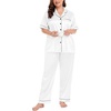 image:imageSWOMOG Womens Plus Size Pajamas Silk Satin Pajama Set Short Sleeve Shirt with FullLength Pants Pjs Sleepwear Set 18W26WWhite