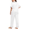 image:imageSWOMOG Womens Plus Size Pajamas Silk Satin Pajama Set Short Sleeve Shirt with FullLength Pants Pjs Sleepwear Set 18W26WWhite