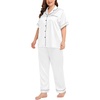 image:imageSWOMOG Womens Plus Size Pajamas Silk Satin Pajama Set Short Sleeve Shirt with FullLength Pants Pjs Sleepwear Set 18W26WWhite