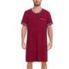 image:imageSWOMOG Mens Nightshirt Short Sleeve Nightgown Sleepwear Soft Loose Loungewear Lightweight Nightwear Comfy Sleep ShirtWine Red
