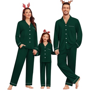 image:imageSWOMOG Matching Couple Christmas Pajamas Set Modal Long Sleeve ButtonDown Sleepwear Family Festival Party Xmas PJs Sets MenWomen Green Large