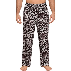 image:imageSWOMOG Mens Pajama Pants Soft Sleepwear Pant Lounge Pj Bottoms with Drawstring amp Button Fly amp PocketsGrey Leopard Print