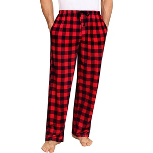 image:imageSWOMOG Mens Pajama Pants Soft Sleepwear Pant Lounge Pj Bottoms with Drawstring amp Button Fly amp PocketsRed Black Plaid