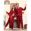 image:imageSWOMOG Family Christmas Matching Pajamas Sets Soft Couple PJS Xmas Long Sleeve Womens Mens Sleepwear Holiday Lounge SetsRed Black Plaid