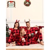 image:imageSWOMOG Family Christmas Matching Pajamas Sets Soft Couple PJS Xmas Long Sleeve Womens Mens Sleepwear Holiday Lounge SetsRed Black Plaid