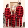 image:imageSWOMOG Family Christmas Matching Pajamas Sets Soft Couple PJS Xmas Long Sleeve Womens Mens Sleepwear Holiday Lounge SetsRed Black Plaid