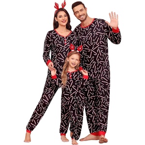 image:imageSWOMOG Family Christmas Matching Pajamas Sets Soft Couple PJS Xmas Long Sleeve Womens Mens Sleepwear Holiday Lounge SetsCandy Cane