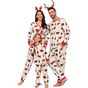 image:imageSWOMOG Family Christmas Matching Pajamas Sets Soft Couple PJS Xmas Long Sleeve Womens Mens Sleepwear Holiday Lounge SetsRed Elk