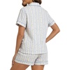 image:imageSWOMOG 100 Cotton Pajamas for Women Cute Floral 2 Piece Button Down Sleepwear Set with ShortsBlue Stripe Floral