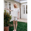 image:imageSWOMOG 100 Cotton Pajamas for Women Cute Floral 2 Piece Button Down Sleepwear Set with ShortsBlue Stripe Floral
