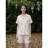 image:imageSWOMOG 100 Cotton Pajamas for Women Cute Floral 2 Piece Button Down Sleepwear Set with ShortsCream Tulip Floral