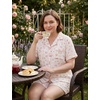 image:imageSWOMOG 100 Cotton Pajamas for Women Cute Floral 2 Piece Button Down Sleepwear Set with ShortsPink Rose Floral