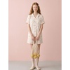 image:imageSWOMOG 100 Cotton Pajamas for Women Cute Floral 2 Piece Button Down Sleepwear Set with ShortsWhite Bow Floral