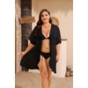 image:imageSWOMOG Plus Size Swimsuit Cover Up Women Chiffon Kimono Bikini Coverups Cardigan Open Front Summer Beachwear SwimwearBlack