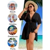 image:imageSWOMOG Plus Size Swimsuit Cover Up Women Chiffon Kimono Bikini Coverups Cardigan Open Front Summer Beachwear SwimwearBlack