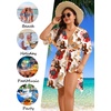 image:imageSWOMOG Plus Size Swimsuit Cover Up Women Chiffon Kimono Bikini Coverups Cardigan Open Front Summer Beachwear SwimwearColorful Flowers