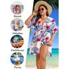 image:imageSWOMOG Plus Size Swimsuit Cover Up Women Chiffon Kimono Bikini Coverups Cardigan Open Front Summer Beachwear SwimwearRed Leaves