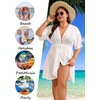 image:imageSWOMOG Plus Size Swimsuit Cover Up Women Chiffon Kimono Bikini Coverups Cardigan Open Front Summer Beachwear SwimwearWhite
