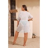 image:imageSWOMOG Plus Size Swimsuit Cover Up Women Chiffon Kimono Bikini Coverups Cardigan Open Front Summer Beachwear SwimwearWhite Stripes