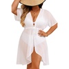 image:imageSWOMOG Plus Size Swimsuit Cover Up Women Chiffon Kimono Bikini Coverups Cardigan Open Front Summer Beachwear SwimwearWhite