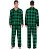 image:imageSWOMOG Family Christmas Pajamas Set Women amp Men Long Sleeve Sleepwear Party Pj Sets ButtonDown Loungewear Set Men Big Green With Black Grid Medium