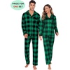 image:imageSWOMOG Family Christmas Pajamas Set Women amp Men Long Sleeve Sleepwear Party Pj Sets ButtonDown Loungewear Set Men Big Green With Black Grid Medium