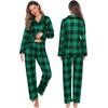 image:imageSWOMOG Family Christmas Pajamas Set Women amp Men Long Sleeve Sleepwear Party Pj Sets ButtonDown Loungewear Set Men Big Green With Black Grid XLarge