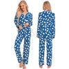 image:imageSWOMOG Family Christmas Pajamas Set Women amp Men Long Sleeve Sleepwear Party Pj Sets ButtonDown Loungewear Set Men Blue With Polar Bear XXLarge