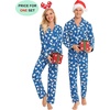 image:imageSWOMOG Family Christmas Pajamas Set Women amp Men Long Sleeve Sleepwear Party Pj Sets ButtonDown Loungewear Set Men Blue With Polar Bear XXLarge
