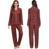 image:imageSWOMOG Family Christmas Pajamas Set Women amp Men Long Sleeve Sleepwear Party Pj Sets ButtonDown Loungewear Set Men Red Green Grid XLarge