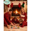 image:imageSWOMOG Family Christmas Pajamas Set Women amp Men Long Sleeve Sleepwear Party Pj Sets ButtonDown Loungewear Set Men Red With Black Grid XXLarge