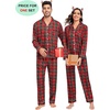 image:imageSWOMOG Family Christmas Pajamas Set Women amp Men Long Sleeve Sleepwear Party Pj Sets ButtonDown Loungewear Set Women Red Green Grid Large