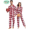image:imageSWOMOG Family Christmas Pajamas Set Women amp Men Long Sleeve Sleepwear Party Pj Sets ButtonDown Loungewear Set Women Red White Grid XXLarge