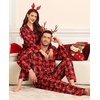 image:imageSWOMOG Matching Family Christmas Pajamas Set Long Sleeve Festival Party Pj Set ButtonDown Sleepwear Soft NightwearRed Christmas Print