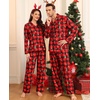 image:imageSWOMOG Matching Family Christmas Pajamas Set Long Sleeve Festival Party Pj Set ButtonDown Sleepwear Soft NightwearRed Christmas Print