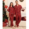 image:imageSWOMOG Matching Family Christmas Pajamas Set Long Sleeve Festival Party Pj Set ButtonDown Sleepwear Soft NightwearRed Christmas Print
