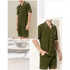 image:imageSWOMOG Mens Pajama Sets Short Sleeve Sleepwear Button Down Loungewear Soft Modal Lounge Pjs with Pockets SXXLArmy Green