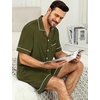 image:imageSWOMOG Mens Pajama Sets Short Sleeve Sleepwear Button Down Loungewear Soft Modal Lounge Pjs with Pockets SXXLArmy Green
