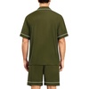 image:imageSWOMOG Mens Pajama Sets Short Sleeve Sleepwear Button Down Loungewear Soft Modal Lounge Pjs with Pockets SXXLArmy Green