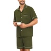 image:imageSWOMOG Mens Pajama Sets Short Sleeve Sleepwear Button Down Loungewear Soft Modal Lounge Pjs with Pockets SXXLArmy Green
