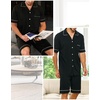 image:imageSWOMOG Mens Pajama Sets Short Sleeve Sleepwear Button Down Loungewear Soft Modal Lounge Pjs with Pockets SXXLBlack