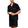 image:imageSWOMOG Mens Pajama Sets Short Sleeve Sleepwear Button Down Loungewear Soft Modal Lounge Pjs with Pockets SXXLBlack