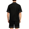 image:imageSWOMOG Mens Pajama Sets Short Sleeve Sleepwear Button Down Loungewear Soft Modal Lounge Pjs with Pockets SXXLBlack