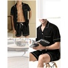 image:imageSWOMOG Mens Pajama Sets Short Sleeve Sleepwear Button Down Loungewear Soft Modal Lounge Pjs with Pockets SXXLBlack Grey