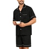 image:imageSWOMOG Mens Pajama Sets Short Sleeve Sleepwear Button Down Loungewear Soft Modal Lounge Pjs with Pockets SXXLBlack Grey